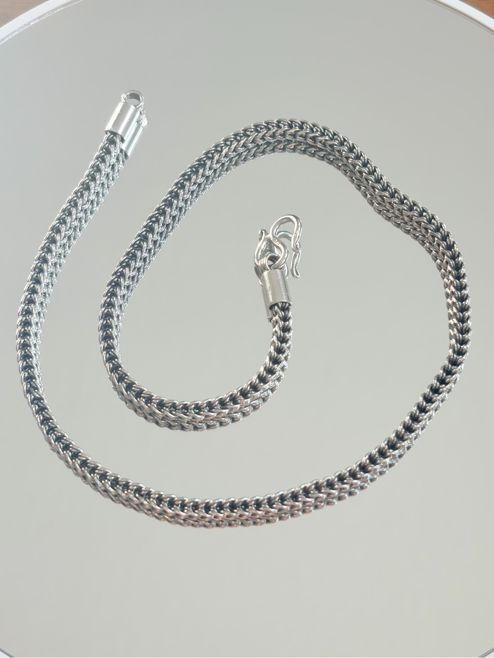 Vintage 925 Sterling Silver Wheat Spiga Chain Necklace 18” 38g Heavy Solid